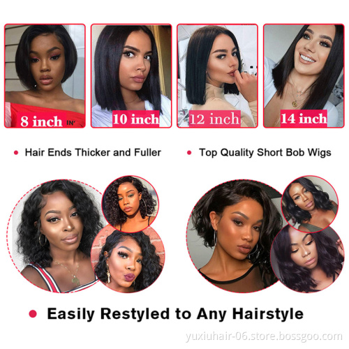 13X4Lace Frontal Bob Wig Pre Plucked With Babyhair Cuticle Aligned Raw Virgin Human Hair 150% Density Wigs For Black Women